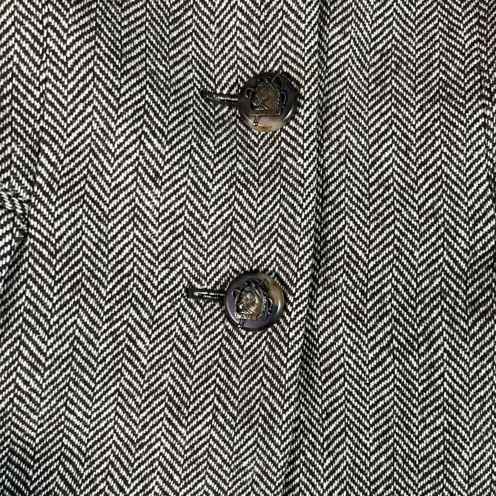 Lauren Ralph Lauren Blazer Women 4 Brown Good Herringbone Wool 4-Button USA Made